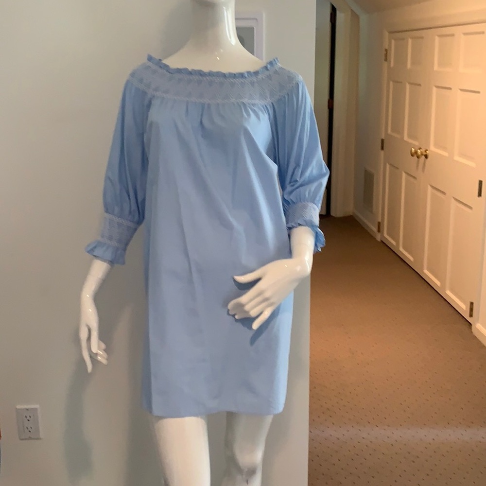 Zara smocked off the shoulder mini dress